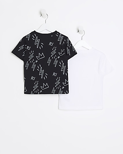 Mini Boys Black RI Lightning T-shirt 2 pack