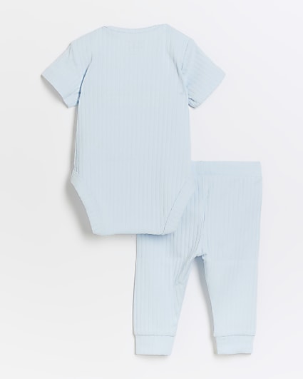 Baby boys blue embroidered all in one set