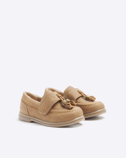 Mini boys brown suedette tassel loafers