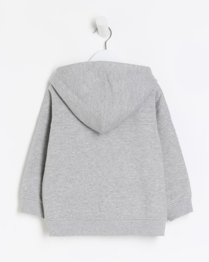 Mini boys grey zip up hoodie