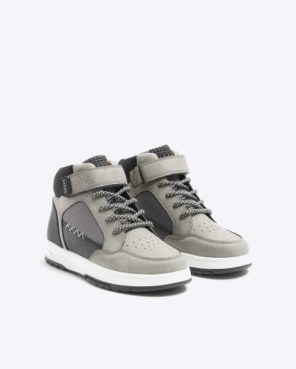 Boys Grey Casual High Top Trainers