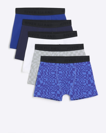 Boys blue check boxers 5 pack