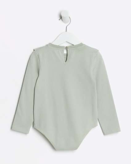 Mini girls khaki frill bodysuit