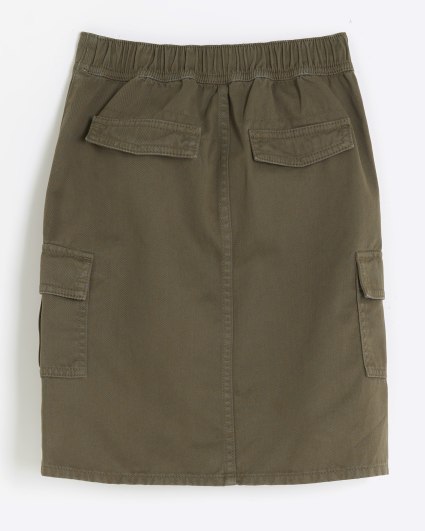 Girls khaki cargo midi skirt