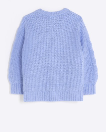 Girls blue cable knit jumper