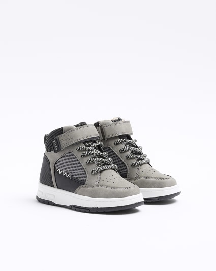 Mini boys grey high top trainers