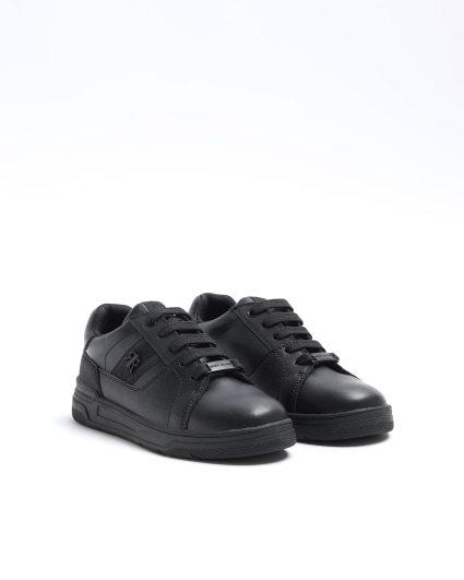 Boys black lace up trainers