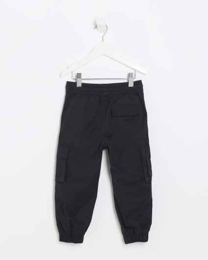 Mini boys black cuffed cargo trousers