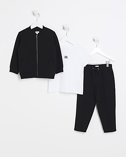 Mini boys black zig zag bomber 3 piece set