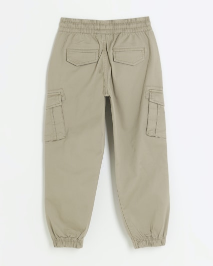 Boys stone cuffed cargo trousers