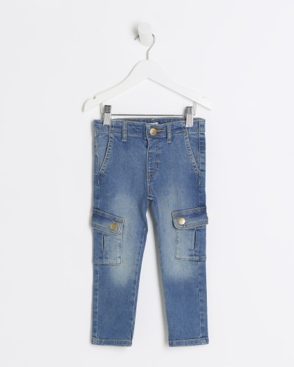 Mini Girls Denim Cargo Skinny Fit Jeans