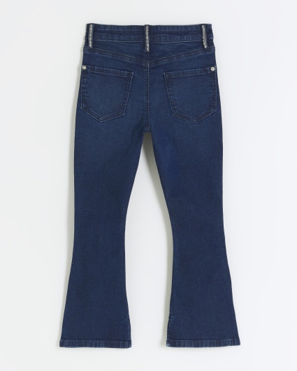 Girls Blue Denim Diamante Flared Jeans