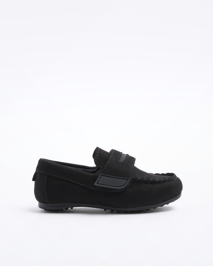 Mini boys black velcro loafers