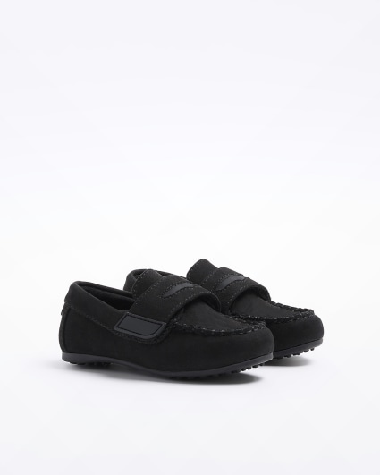 Mini boys black velcro loafers