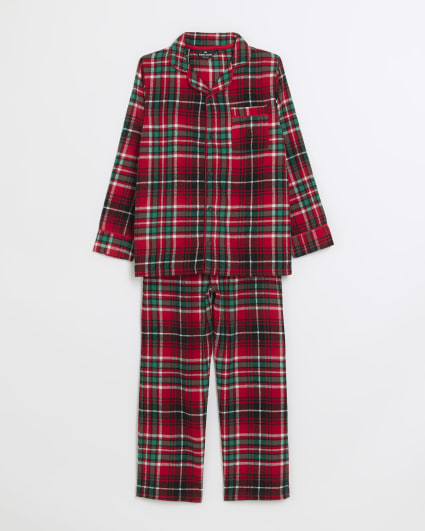 Boys red check pyjama set