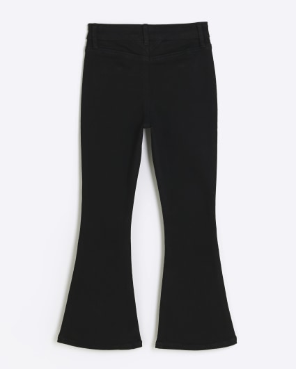 Girls Black Front Pocket Flare Jeans