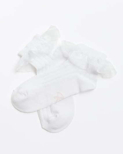 Girls white frill socks 2 pack