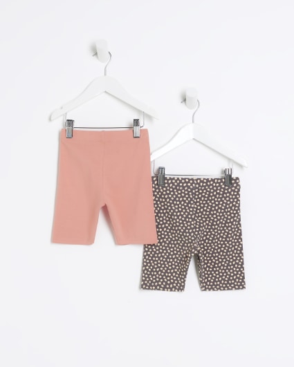 Mini girls coral printed shorts 2 pack