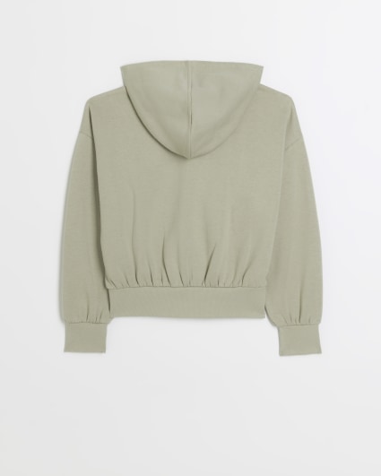 Girls khaki zip up hoodie