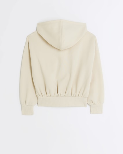 Girls ecru zip up hoodie