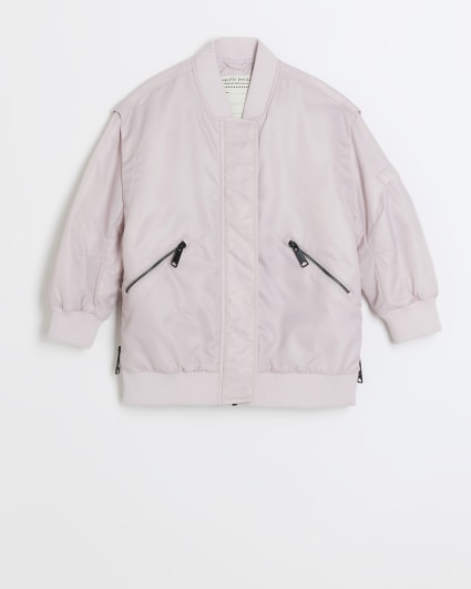 Girls pink nylon bomber jacket