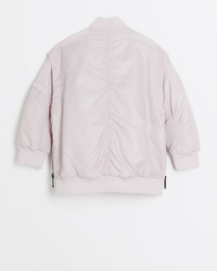Girls pink nylon bomber jacket