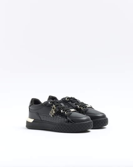 River island black school hot sale shoes