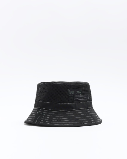 Boys black nylon mesh bucket hat