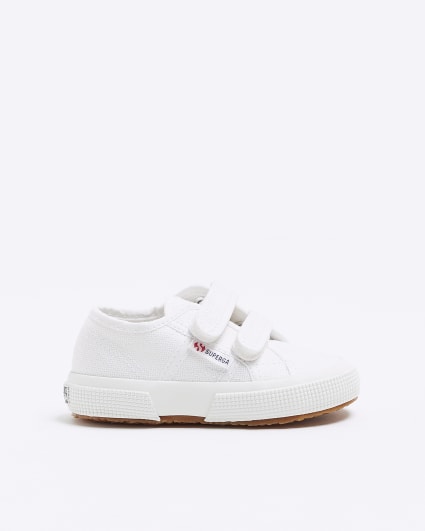 Mini boys white Superga double strap trainers