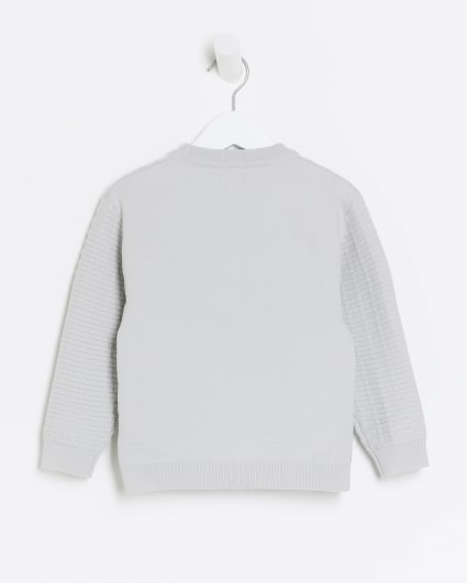 Mini boys grey brick stitch jumper