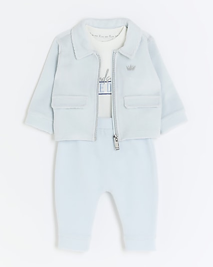 Baby boys blue velour jacket and joggers set