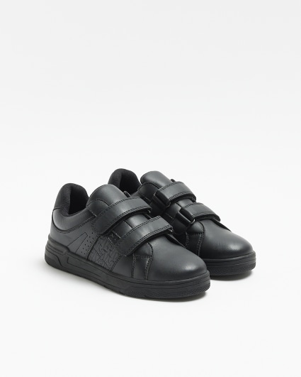 Mini boys black embossed velcro trainers