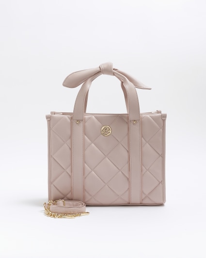 Girls pink quilted shopper bag