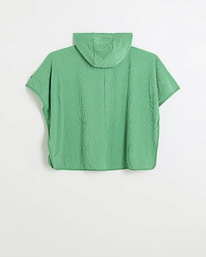 Boys green embossed towelling poncho