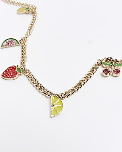 Gold fruit charms necklace