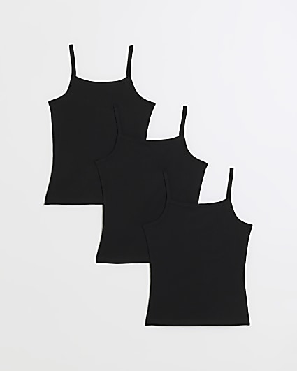 Girls Black River Print Vest 3 Pack