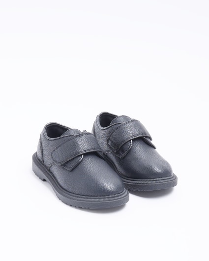 Mini boys black faux leather velcro shoes