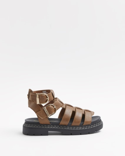 Girls Brown Gladiator Sandals