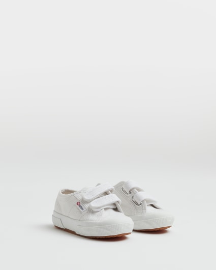 Mini girls white superga velcro shoes