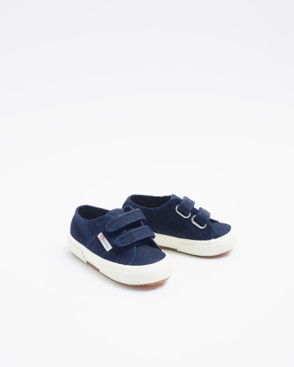 Mini Boys Navy Superga Canvas Strap Trainers