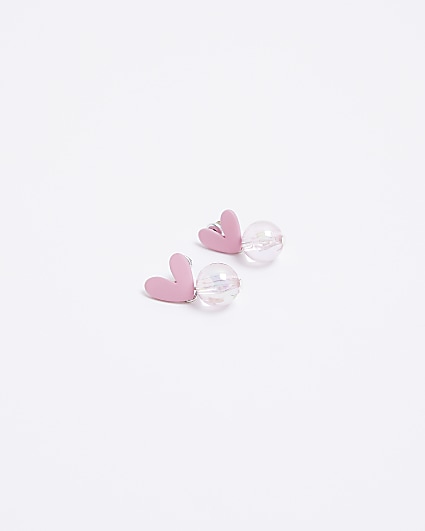 Girls White Pearl Heart Earrings