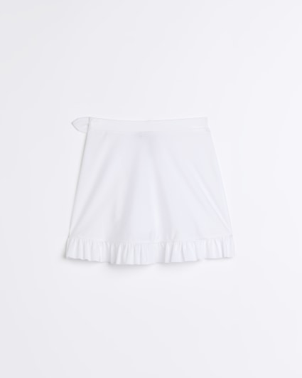White Ribbed Wrap Swim Skirt