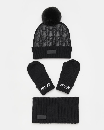 Mini boys black nylon hat bundle