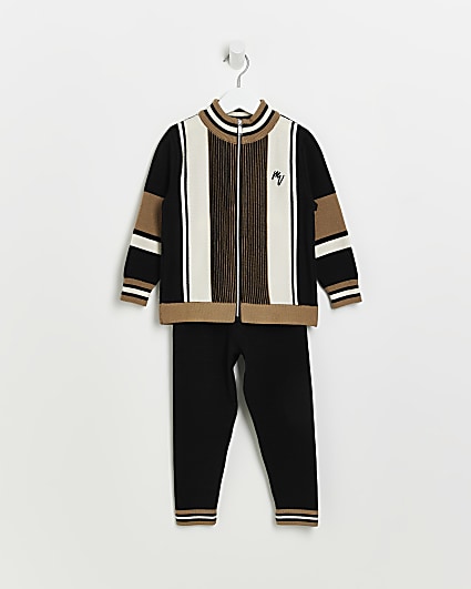 Mini boys Black Maison Riviera stripe outfit