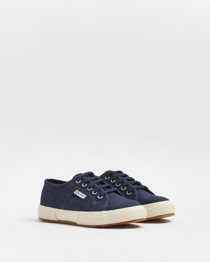 Navy Superga lace up canvas Trainers