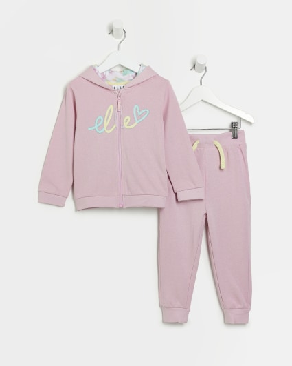 Mini Girls Pink ELLE Heart Jogger Outfit