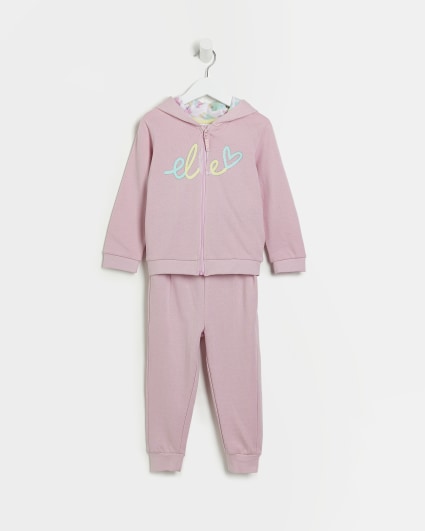 Mini Girls Pink ELLE Heart Jogger Outfit