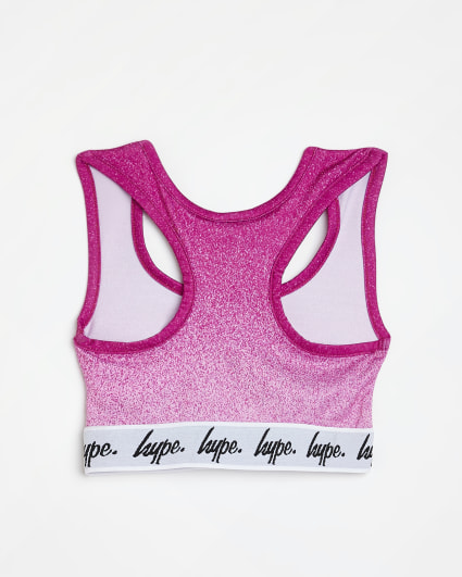 Girls pink HYPE speckled ombre bralet