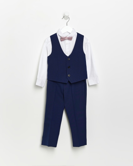 Mini boys Blue 3 piece Suit Set