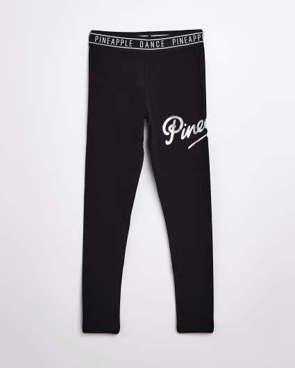 Girls Black Pineapple Logo leggings